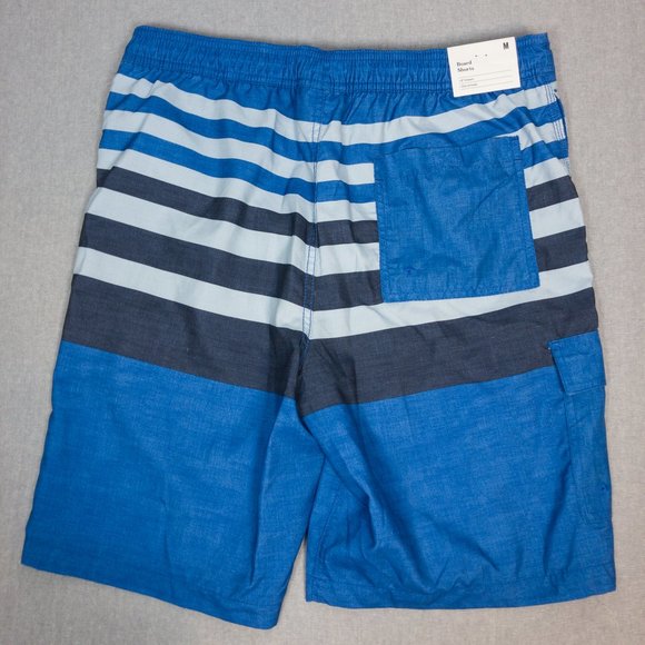 9" Blue Stripe Side Pocket Faux Board Shorts M NWT - Picture 4 of 8
